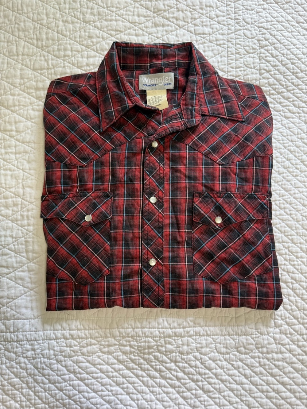 Wrangler Red and Black Plaid Western Button-Down Shirt